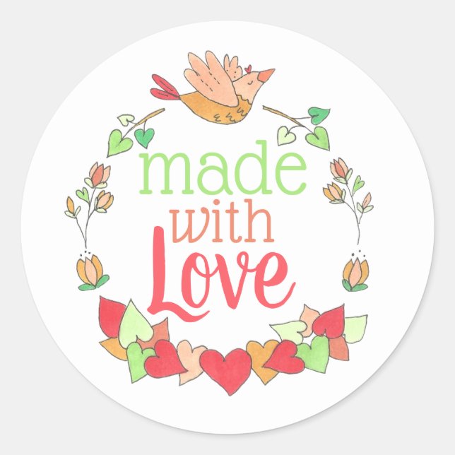 Sticker Rond Fabriqué avec amour (Devant)