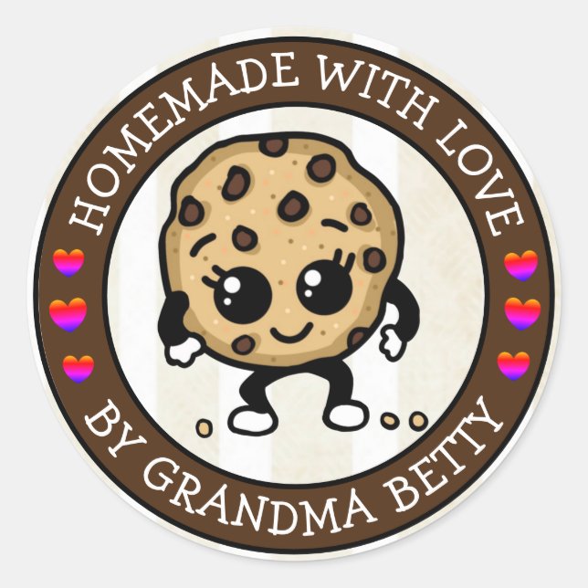 Sticker Rond Fabriqué avec amour, Cookies de chips au chocolat  (Devant)