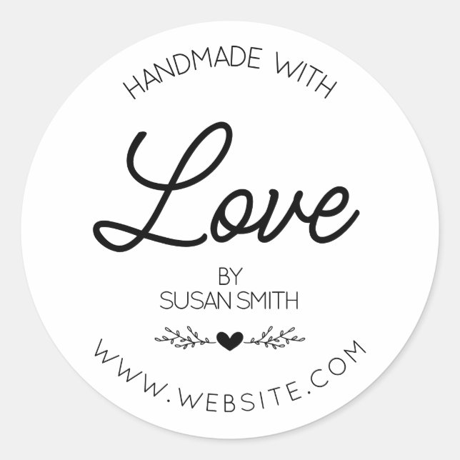 Sticker Rond Fabriqué avec amour fait main (Devant)