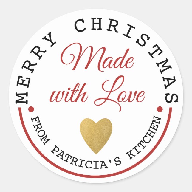 Sticker Rond Fabriqué Avec Amour Joyeux Cookies De Noël (Devant)