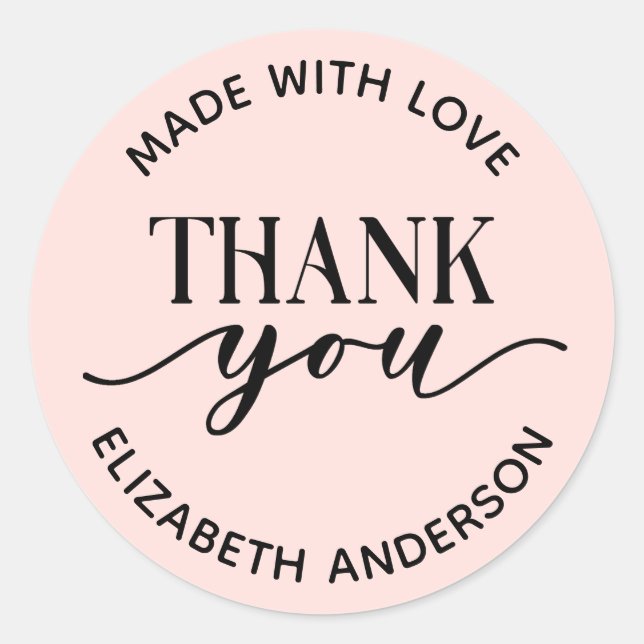 Sticker Rond Fabriqué avec amour Merci Petite entreprise (Devant)
