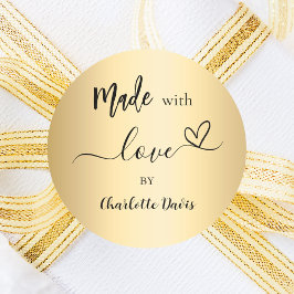 Sticker Rond Fabriqué avec amour nom or