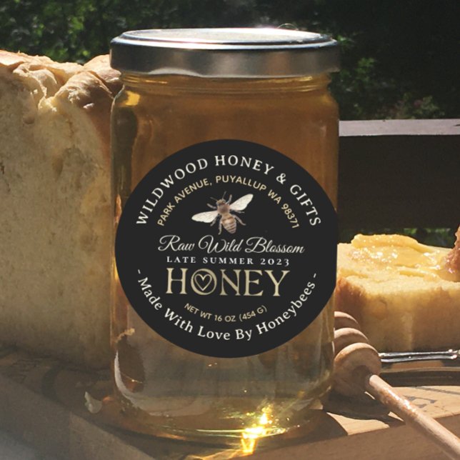 Sticker Rond Fabriqué avec amour par les abeilles Fin été 2023  (Créateur téléchargé)