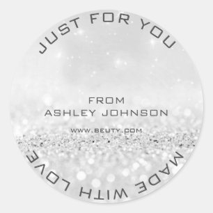 Sticker Rond Fabriqué Avec Amour Parties scintillant gris argen