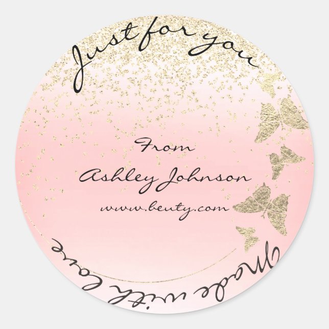 Sticker Rond Fabriqué Avec Amour Pour Vous Nom Papillon Foxier  (Devant)