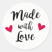 Fabriqué avec amour rouge coeur d'amour autocollan