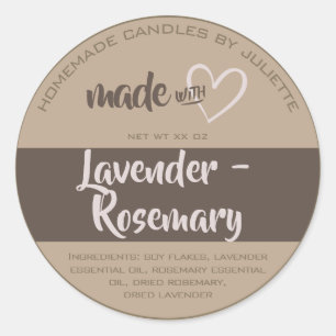 Sticker Rond Fabriqué avec des bougies cardiaques d'amour Embal