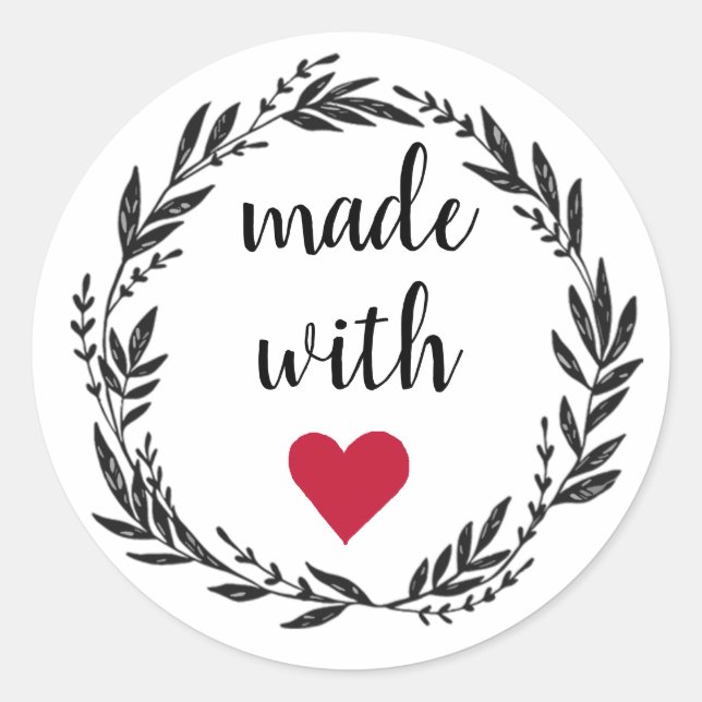 Sticker Rond Fabriqué avec la couronne d'amour (Devant)