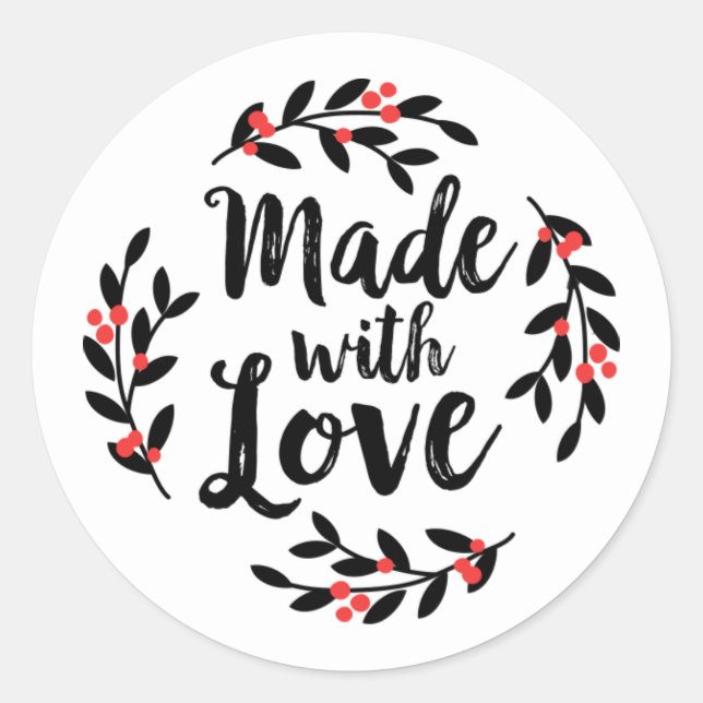 Sticker Rond Fabriqué avec la couronne de Noël d'amour (Devant)