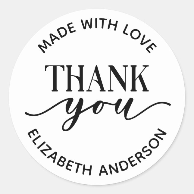Sticker Rond Fabriqué Avec Le Merci D'Amour (Devant)