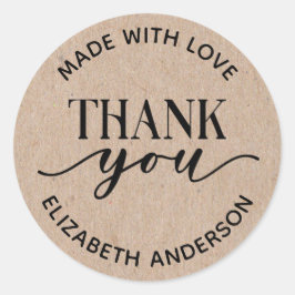 Sticker Rond Fabriqué Avec Le Merci En Papier Kraft Love