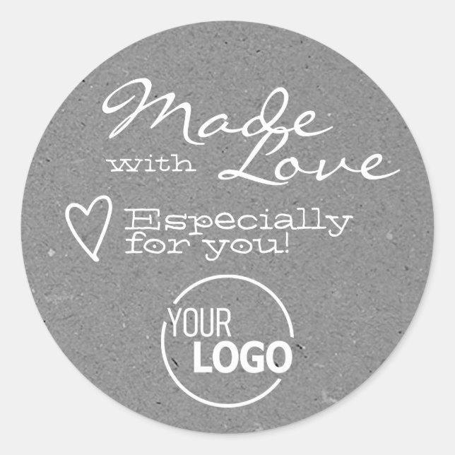 Sticker Rond Fabriqué avec Love Heart Silver Grey Logo Modèle (Devant)