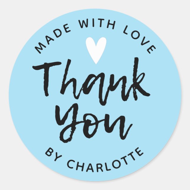 Sticker Rond Fabriqué avec Merci d'amour (Devant)