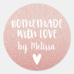Sticker Rond Fabriqué avec Parties scintillant rose amour