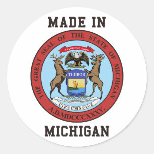 Sticker Rond Fabriqué Dans Le Michigan