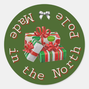 Sticker Rond Fabriqué dans le pôle Nord grand Noël