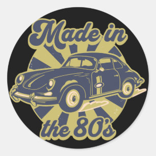 Sticker Rond fabriqué dans les années 80 vintage classique doré