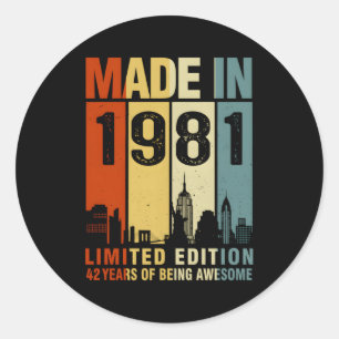 Sticker Rond Fabriqué En 1981 42 Ans D'Être Étonnant