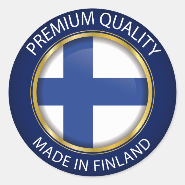 Sticker Rond Fabriqué en Finlande, Drapeau finlandais (Devant)