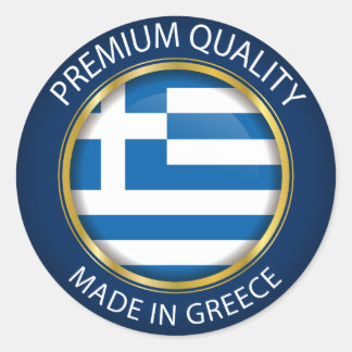 Sticker Rond Fabriqué en Grèce Drapeau, Sceau d'artisanat grec,