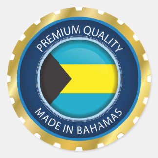 Sticker Rond Fabriqué en Phoque bahaméen, Drapeau bahaméen