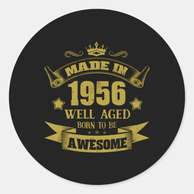 Sticker Rond Fabriqué En Style 1956 (Devant)