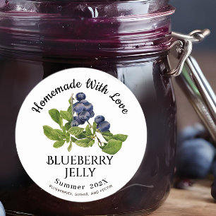 Sticker Rond Fabriqué Maison Avec Amour Blueberry Jelly Été 202
