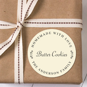 Sticker Rond Fabriqué maison avec amour cadeau de cuisson perso