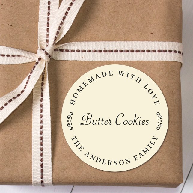 Sticker Rond Fabriqué maison avec amour cadeau de cuisson perso (Créateur téléchargé)