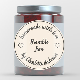 Sticker Rond Fabriqué maison avec amour   Coeur confiture ivoir