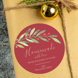 Sticker Rond Fabriqué maison avec amour Noël