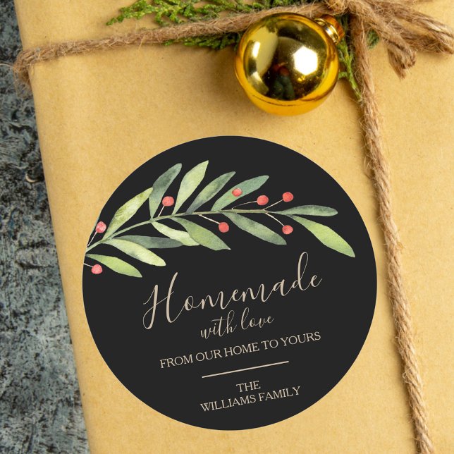 Sticker Rond Fabriqué maison avec amour Noël (Créateur téléchargé)