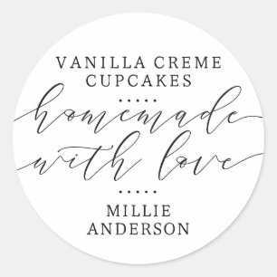 Sticker Rond Fabriqué maison avec amour Script manuscrit Busine