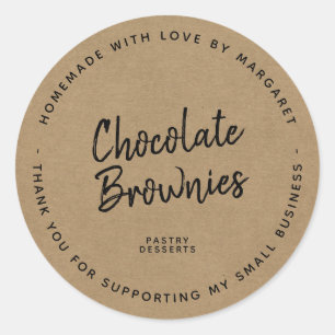 Sticker Rond Fabriqué maison avec le papier Kraft Dessert Amour