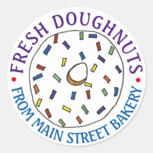 Sticker Rond Fabriqué maison beignets Fraîches Fruits Maison Bo