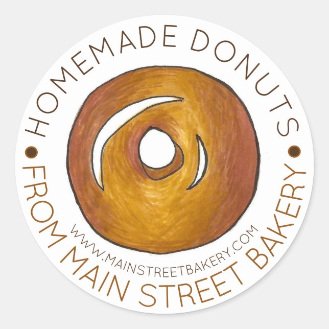 Sticker Rond Fabriqué maison de beignets glacés faits avec amou (Devant)