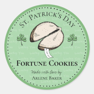 Sticker Rond Fabriqué maison Fortune Cookie St Patrick's Day Ét
