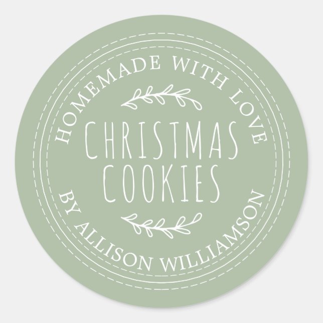 Sticker Rond Fabriqué maison moderne Cookies de Noël Laurel Gre (Devant)