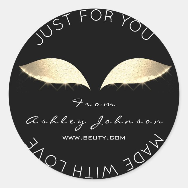 Sticker Rond Fabriqué Par Parties scintillant Lashes Beauté Bla (Devant)