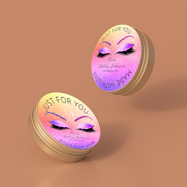 Sticker Rond Fabriqué Par Parties scintillant Lashes Beauty Omb (Made By Glitter Lashes Beauty Ombre Pink Makeup Classic Round Sticker)