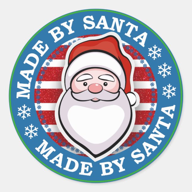Sticker Rond Fabriqué par Père Noël (Devant)