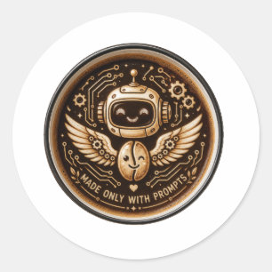 Sticker Rond Fabriqué Uniquement Avec Des Invites Drôle De Robo