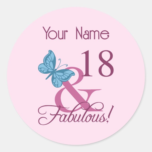 Sticker Rond Fabuleux 18e anniversaire (Devant)