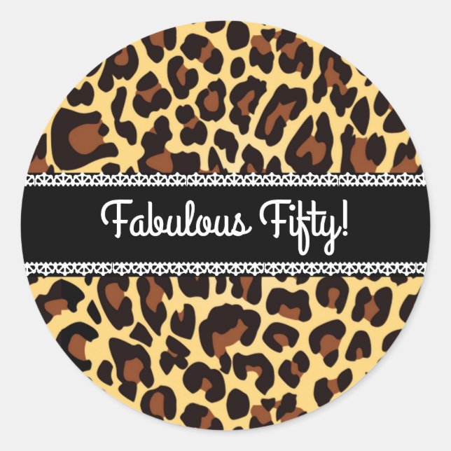 Sticker Rond Fabuleux 50e anniversaire Leopard et dentelle A12 (Devant)