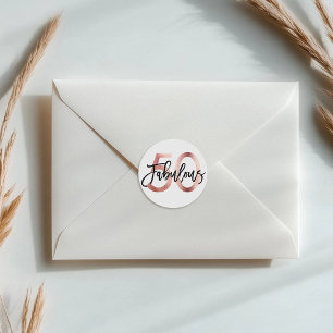 Sticker Rond Fabuleux 50ème   Moderne Elegant Rose Gold Anniver