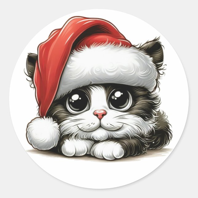 Sticker Rond Fabuleux Noël de Merry Kitten (Devant)