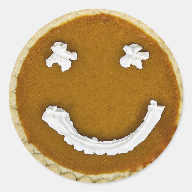 Sticker Rond Face à tarte Citrouille de Thanksgiving (Devant)