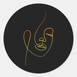 Sticker Rond Face Abstraite Junetten Art Ck Histoire Femmes Afr