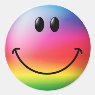 Sticker Rond Face arc-en-ciel