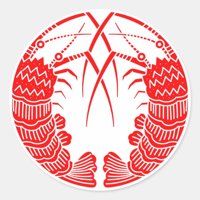 Sticker Rond Face aux homards épineux (Devant)